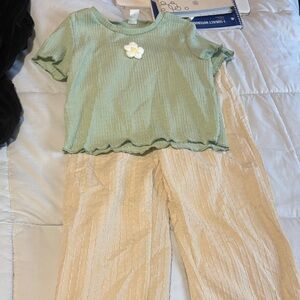 Green Top and Beige Pants Set